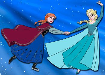 Coloriage : Elsa patine avec Anna